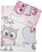2-dílné bavlněné povlečení 135x100 cm, Cute Owls - růžové
