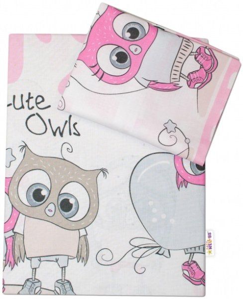 2-dílné bavlněné povlečení 135x100 cm, Cute Owls - růžové Baby Nellys