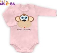Baby Nellys Body dl. rukáv Little Monkey - růžové, vel.56