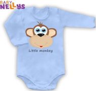 Baby Nellys Body dl. rukáv Little Monkey - modré, vel.56