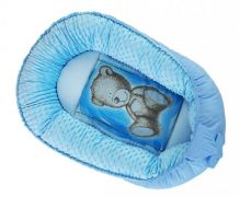 Oboustranné hnízdečko, kokon Baby Nellys Teddy Minky 80x45x15cm - modré