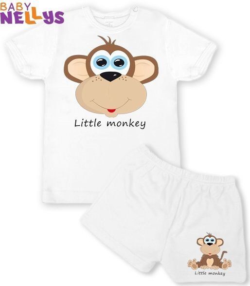 Triko krátký rukáv + kraťásky Little Monkey, bílá, vel.68 Baby Nellys