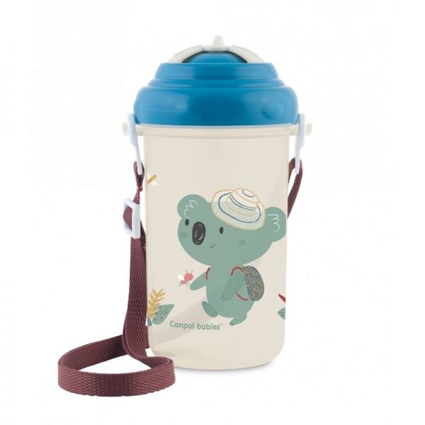 Canpol babies Sportovní láhev se slámkou Adventure - Koala modrá