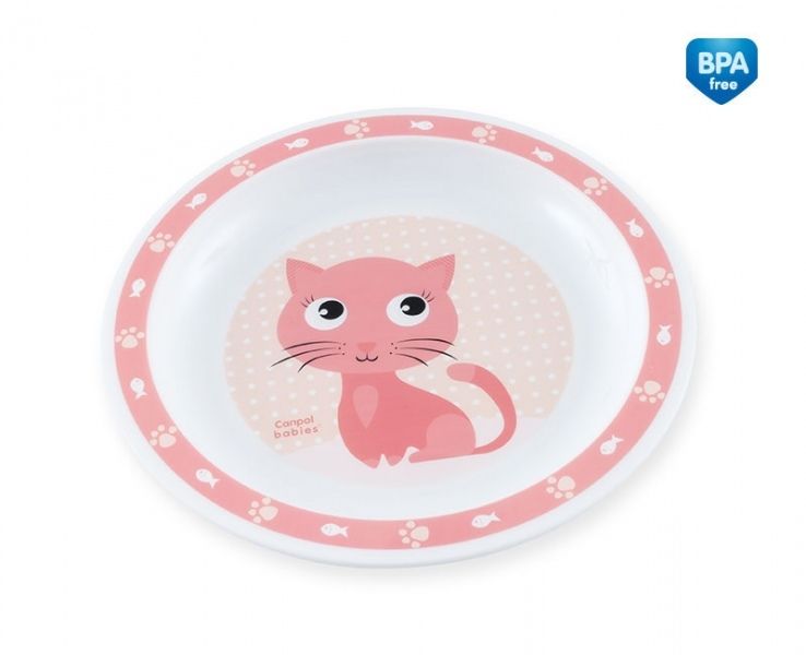 Canpol babies Plastový talířek Kočička - růžový