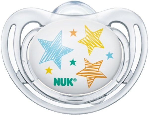 Šidítko NUK Freestyle silikonové 0-6m transparentní hvězdičky