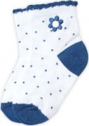 Brand Bavlněné ponožky - bílé s tečkami a kytičkou/mašličkou, vel.92